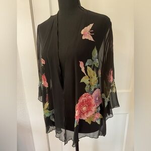 Vintage 100% silk butterfly top